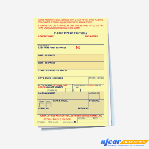 Vehicle Deal Envelope Label