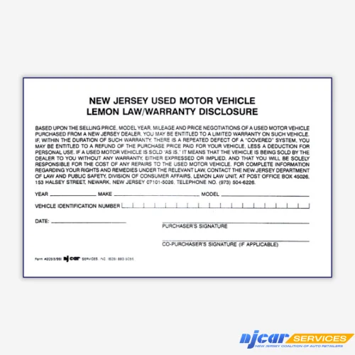 Used Motor Vehicle Lemon Law Disclosure