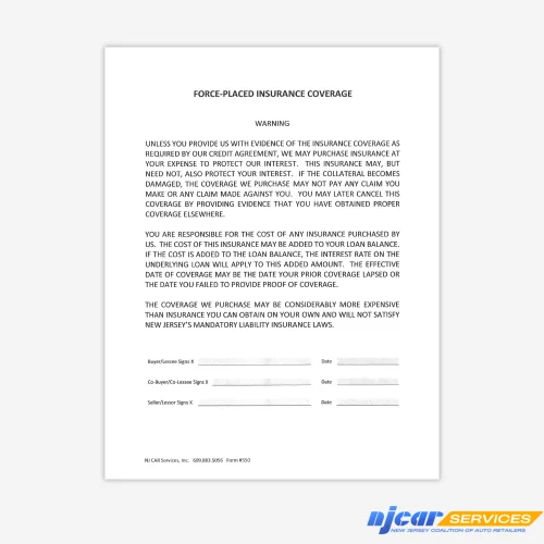 Force Placed Insurance Coverage